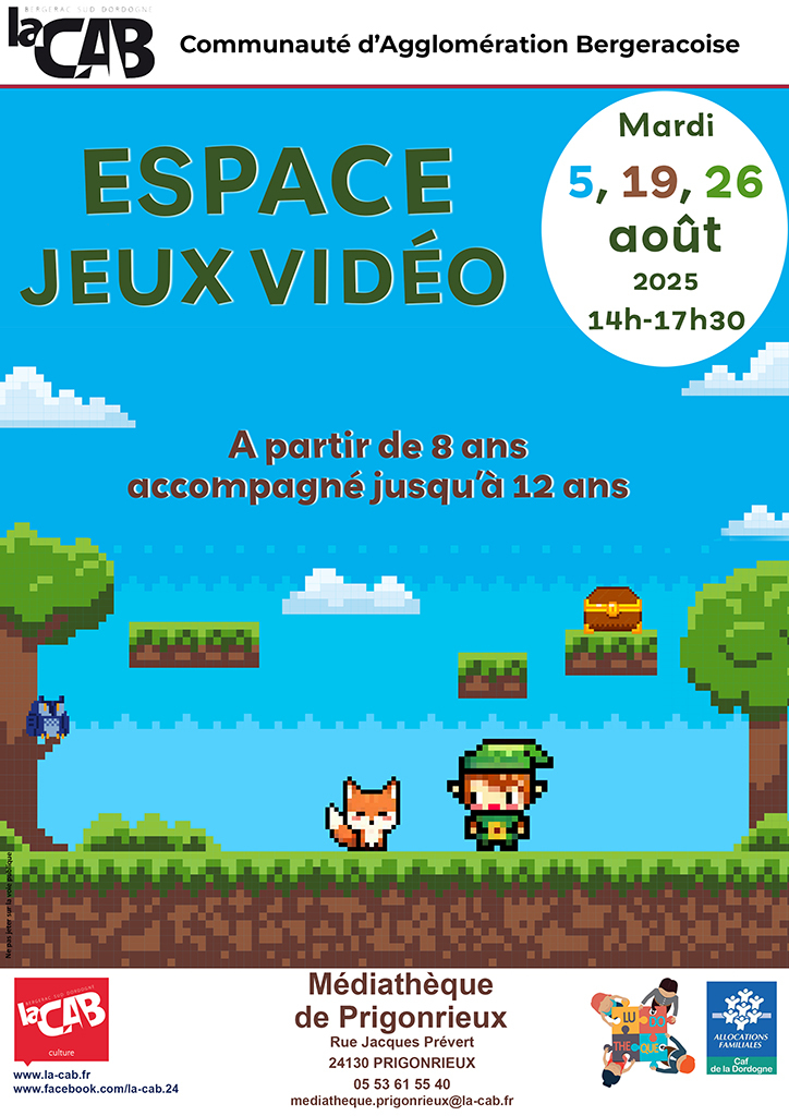 espace jeux vidéo médiathèque Prigonrieux aout 2025