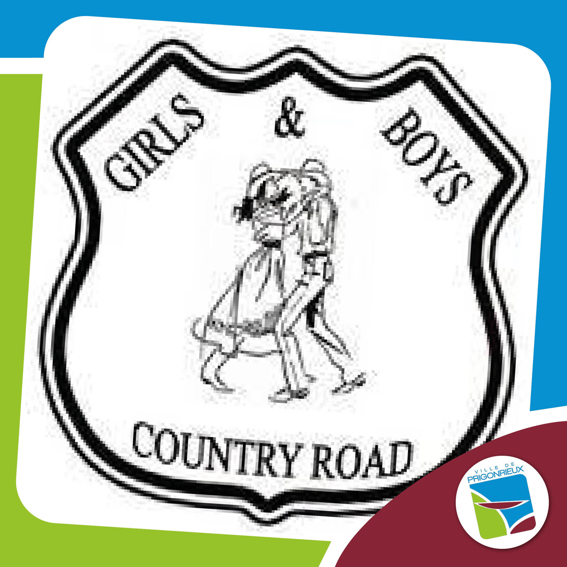 Girls and boys country road